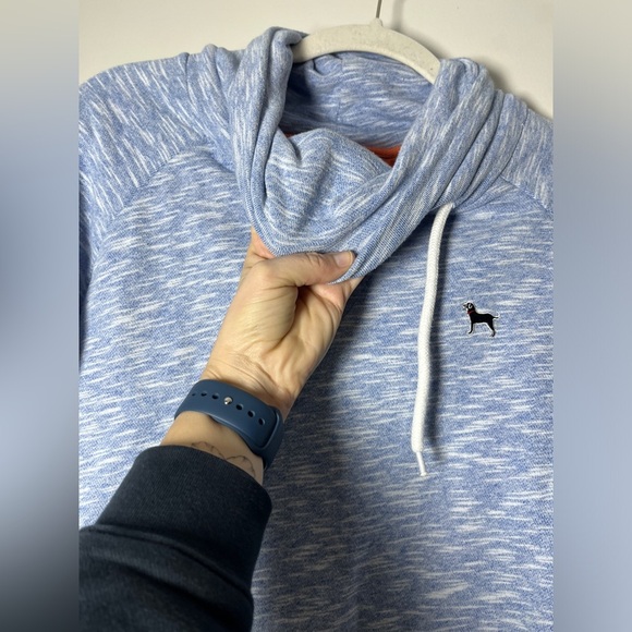 The Black Dog Heathered Space Dye Blue Cowl Neck Pullover Sweatshirt Small - Picture 6 of 9
